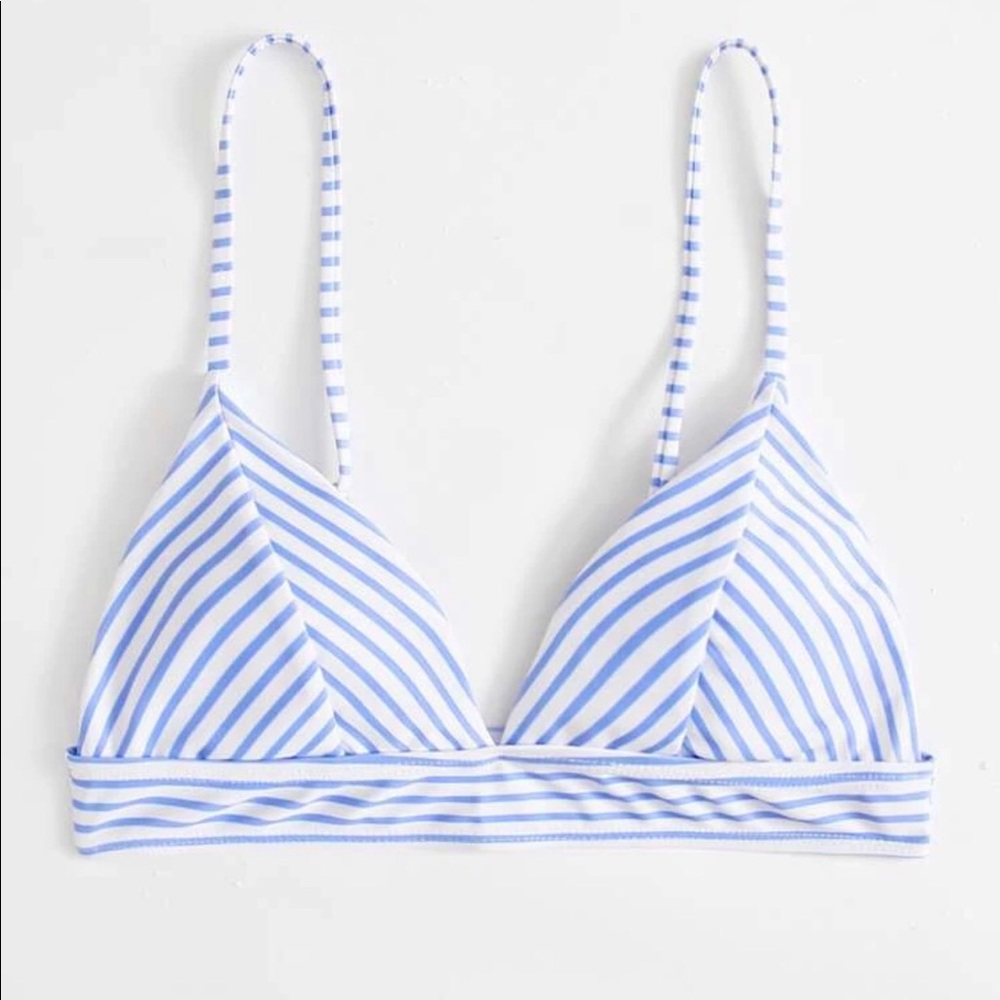 White and blue striped bikini top(size: medium)